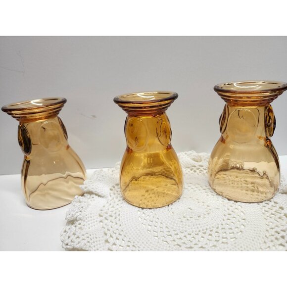 3- Moondrops Amber New Martinsville Tumblers Vintage Glasses - Picture 8 of 9